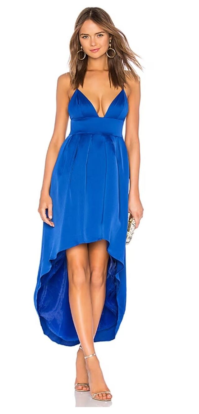 NBD Revolve Cobalt Blue Hi-Low Ball Gown Pleated Tulle Formal Dress NWT Size M